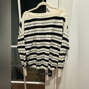 All Saints Black and Cream Striped Sweater